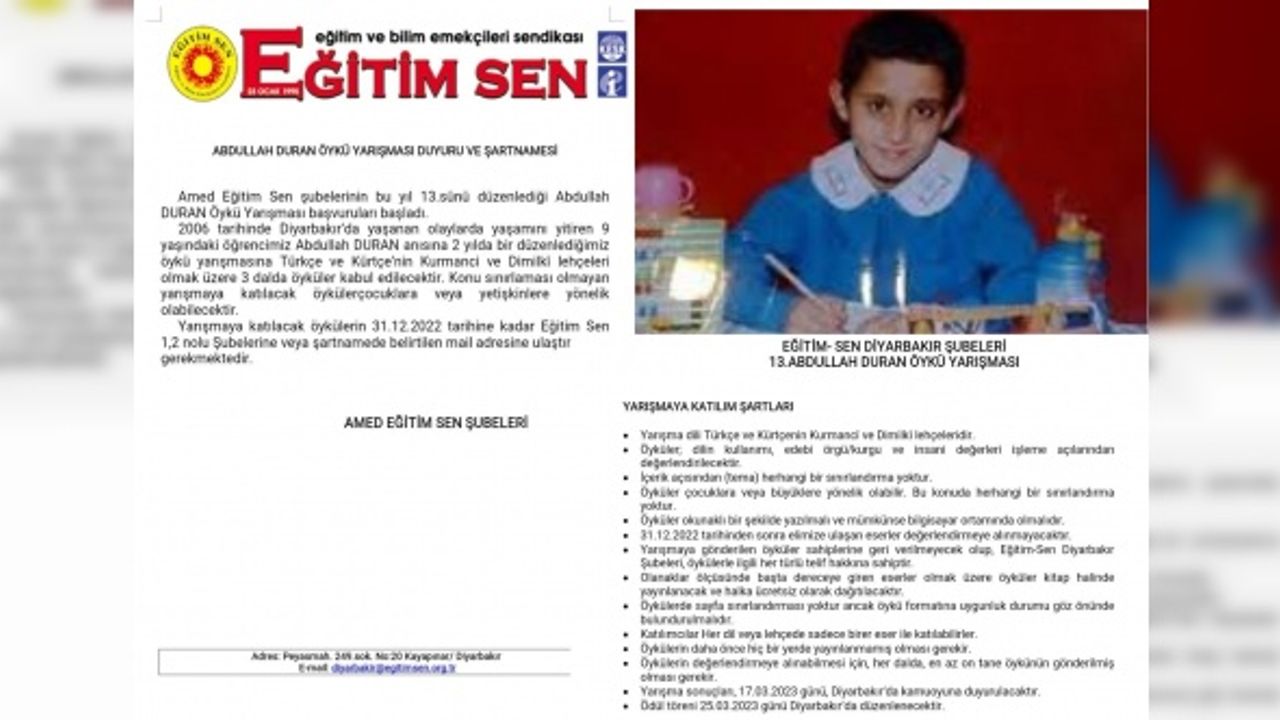 Abdullah Duran Öykü Yarışması’na başvurular başladı