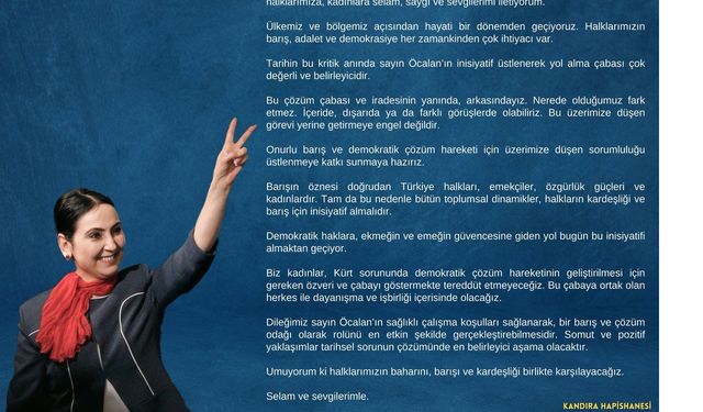 Figen Yüksekdağ: Sayın Öcalan'ın yanındayız